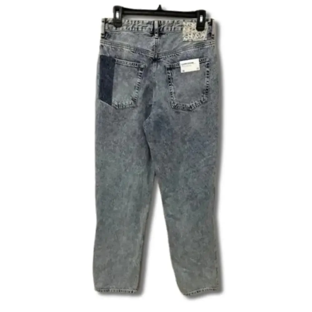 AG Jeans Cloved Patched Denim Jeans High Rise Relaxed Straight Leg Blue 26 NWT